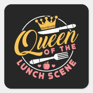 Koningin van de Lunch Scene Cute Lunch Lady Vierkante Sticker