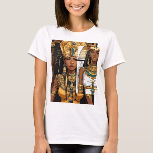 Koningin van de Nijl: Egyptisch geïnspireerd vrouw T-shirt (Voorkant)