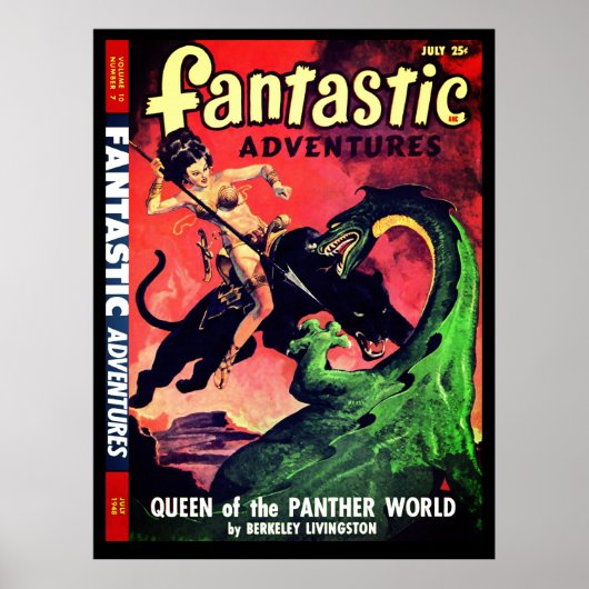 koningin van de panter wereld: Fantasy Pulp Poster (Voorkant)