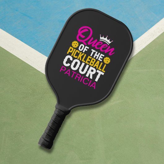 Koningin van de Pickleball Court Fun Monogram Naam Paddle