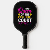 Koningin van de Pickleball Court Fun Monogram Naam Paddle (Achterkant)