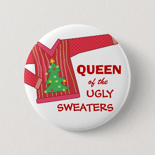 Koningin van de Ugly Sweaters Holiday Button (Voorkant)