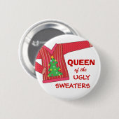 Koningin van de Ugly Sweaters Holiday Button (Voorkant /achterkant)