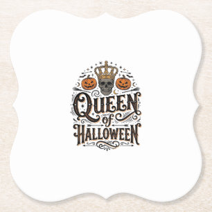 Koningin van Halloween Vintage Schedel Pompoen Shi Kartonnen Onderzetters
