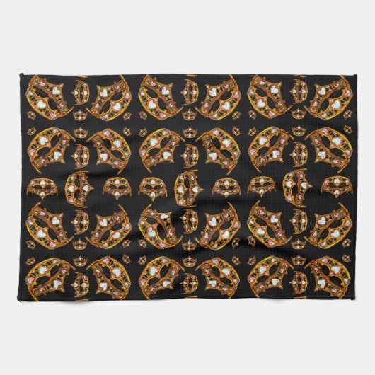 Koningin van Hearts Gold Crown Tiaras zwart Theedoek (Horizontaal)