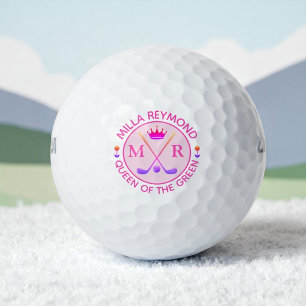 Koningin van het Groen. Roze monogram Golfballen