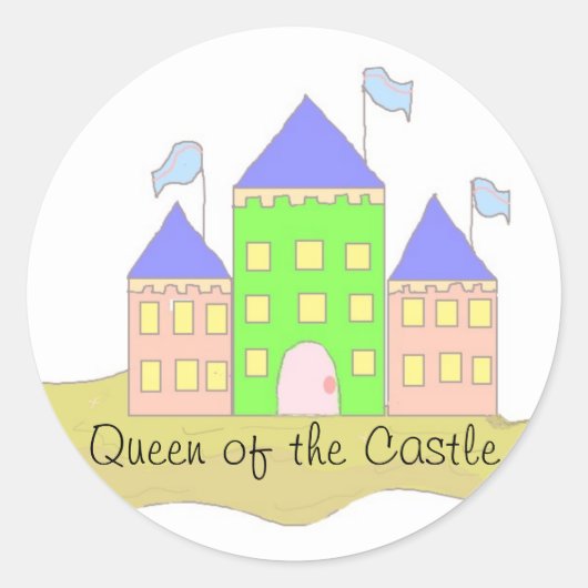 Koningin van het Kasteel Ronde Sticker (Voorkant)