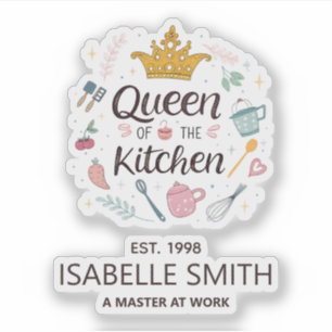 Koningin van het Keuken Custom Naam Ontwerp Sticker