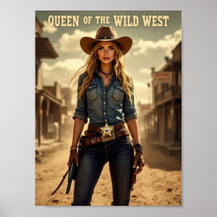 Koningin van het Wilde Westen - Fearless Cowgirl P Poster