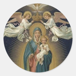 Koningin van Maagd Maria AUG 22 Ronde Sticker