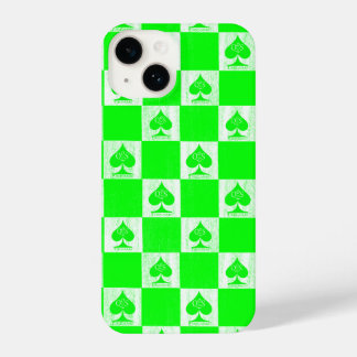 Koningin van schoppen iPhone Case Green Checkers Q 14 Hoesje