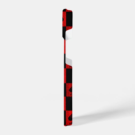 Koningin van schoppen iPhone Case Red Checkers QoS iPhone Hoesje (Linkerkant)