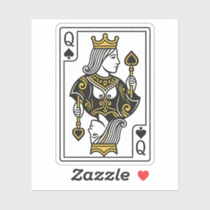 Koningin van Schoppen - Zwart & Goud Sticker