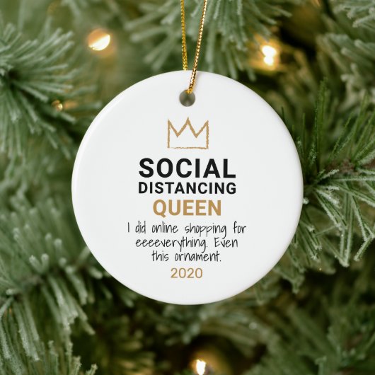 Koningin van sociale afstand Funny Kerstmis Keramisch Ornament (Boom)