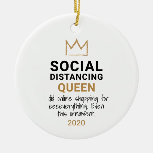 Koningin van sociale afstand Funny Kerstmis Keramisch Ornament (Voorkant)