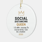 Koningin van sociale afstand Funny Kerstmis Keramisch Ornament (Links)