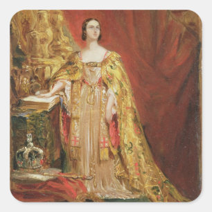 Koningin Victoria (1819-1901) met de kroon O Vierkante Sticker