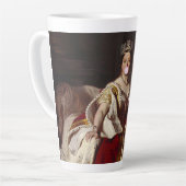 Koningin Victoria blaast roze borrelgom Latte Mok (Linkerhoek)