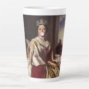 Koningin Victoria blaast roze borrelgom Latte Mok
