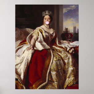 KONINGIN VICTORIA DIE EEN ROZE KAUWGOM-BEL Blaast  Poster