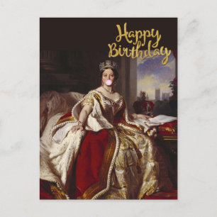 KONINGIN VICTORIA DIE EEN ROZE KAUWGUMBLAAS BLIJFT BRIEFKAART