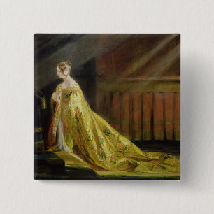 Koningin Victoria in Her Coronation Robe, 1838 (ol Vierkante Button 5,1 Cm