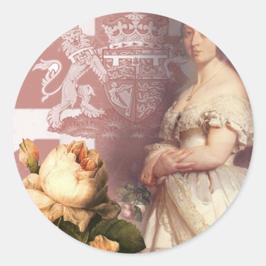 koningin Victoria Ronde Sticker (Voorkant)