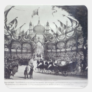 Koningin Victoria's eerste bezoek aan Brighton Vierkante Sticker