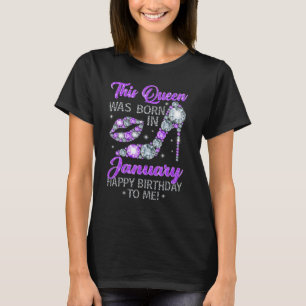 Koningin werd geboren in januari, een gelukkige da t-shirt