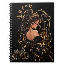 Koningin Zwart en Goud Spiraal Notebook