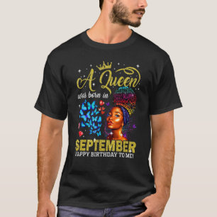 koninginnen worden geboren in september Black Girl T-shirt