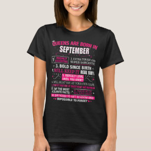 Koninginnen worden geboren in september t-shirt
