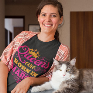 Koninginnen Worden In Maart Geboren Nep Glitter Ve T-shirt