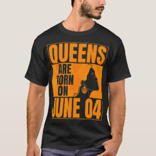 Koninginnen zijn geboren op 4 juni Verjaardagsprin T-shirt