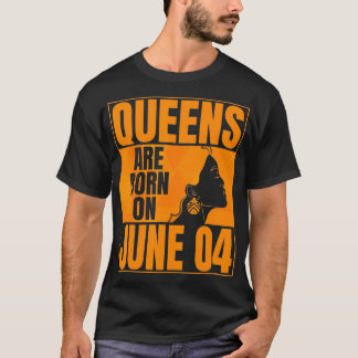 Koninginnen zijn geboren op 4 juni Verjaardagsprin T-shirt