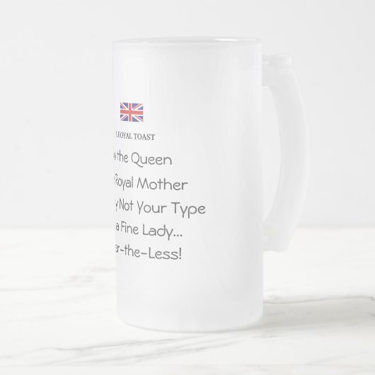 Koninginnentoast Funny Frosted Beer Mok (Voorkant rechts)