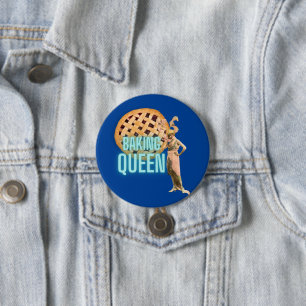 koningkoningin blauw ronde button 7,6 cm