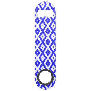 Koningsblauw en wit diamant patroon speed flessenopener