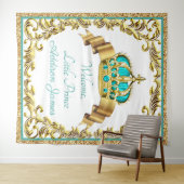 Koningsblauw Gouden Prince Baby Shower XL Achtergr Wandkleed (In Situ (horizontaal))