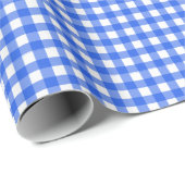 Koningsblauw | Wappapier van witte gingham Cadeaupapier (Rol Hoek)