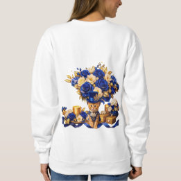 Koningsblauwe Roos Kitten Shirt Met Lange Mouwen