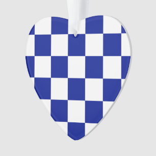 Koningsblauwen en Wit Geruit Patroon Ornament