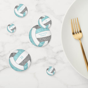 koningsfeest met aqua gray girly volleyball confetti