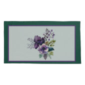 Koningsgrootte Bloemen Ontwerp Groen Paarse Kussensloop (Achterkant-Links)