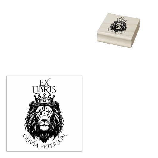 Koningsleeuw Ex Libris Bibliotheek Boek Rubberstempel (Gestempeld)