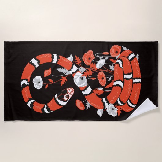 Koningsslang met papaverbloemen strandlaken (Voorkant)