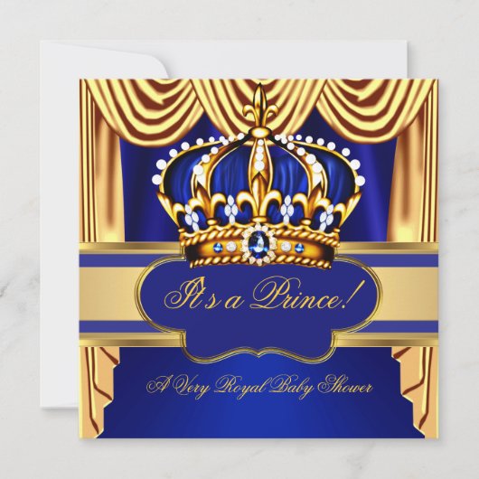 Koninklijk Baby shower Blauwe Zijderzijde Kaart (Voorkant)