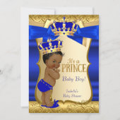 Koninklijk Baby shower Blue Gold Damask Etnic Kaart (Voorkant)