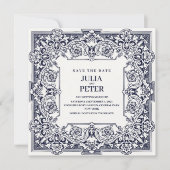  koninklijk blauw bespaart de datum van het huweli kaart (Voorkant)