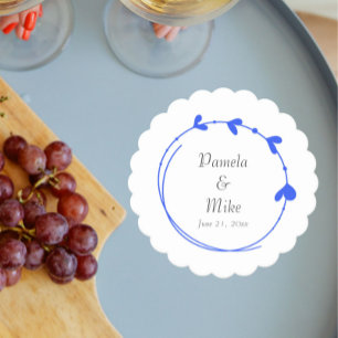 Koninklijk Blauw Eenvoudig Hart Krans Bruiloft Kartonnen Onderzetters